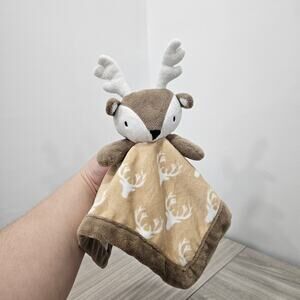Levtex Baby Brown White Moose Reindeer Antlers Lovey Security Blanket 2018
